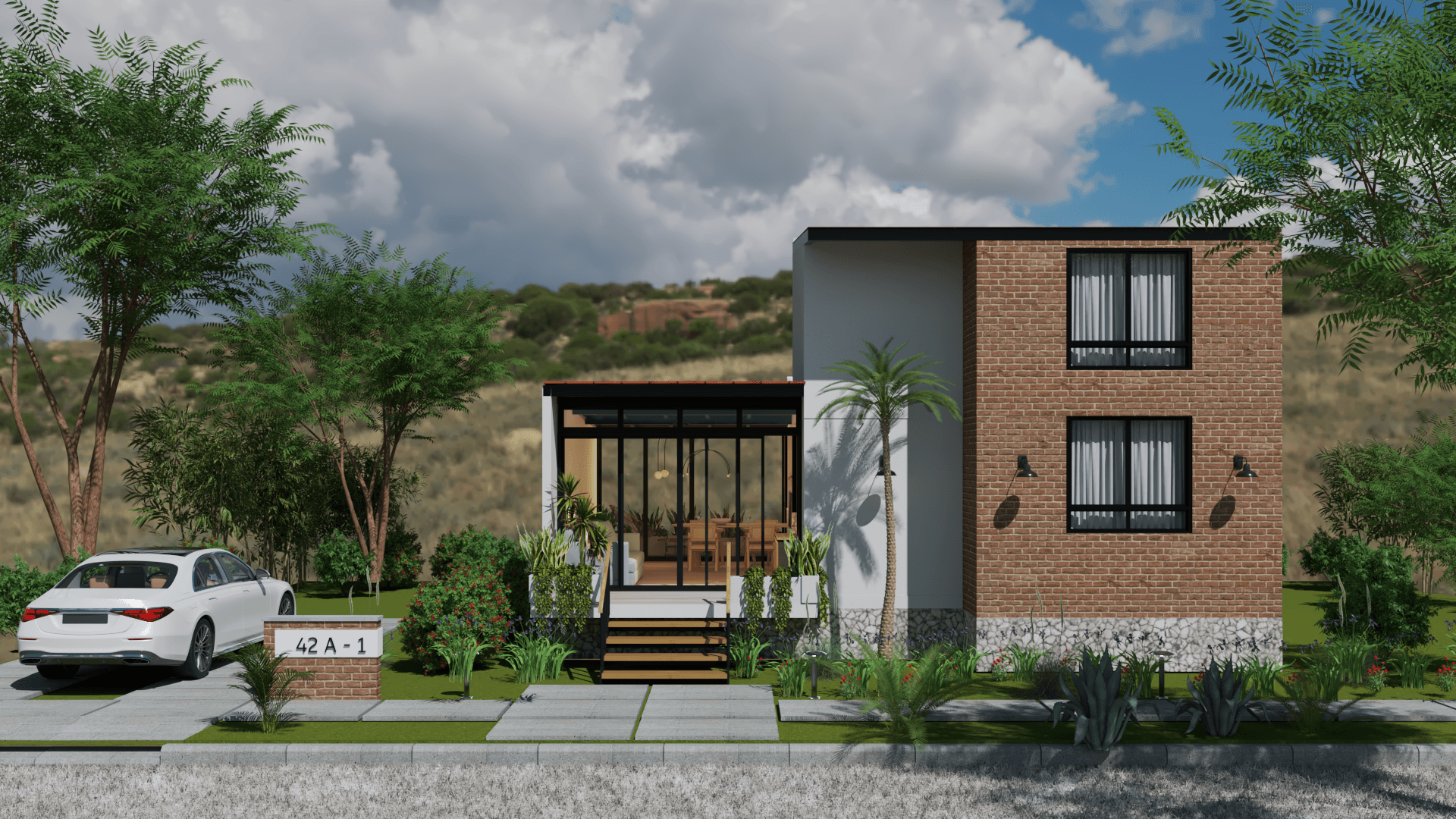 Render exterior: fachada principal