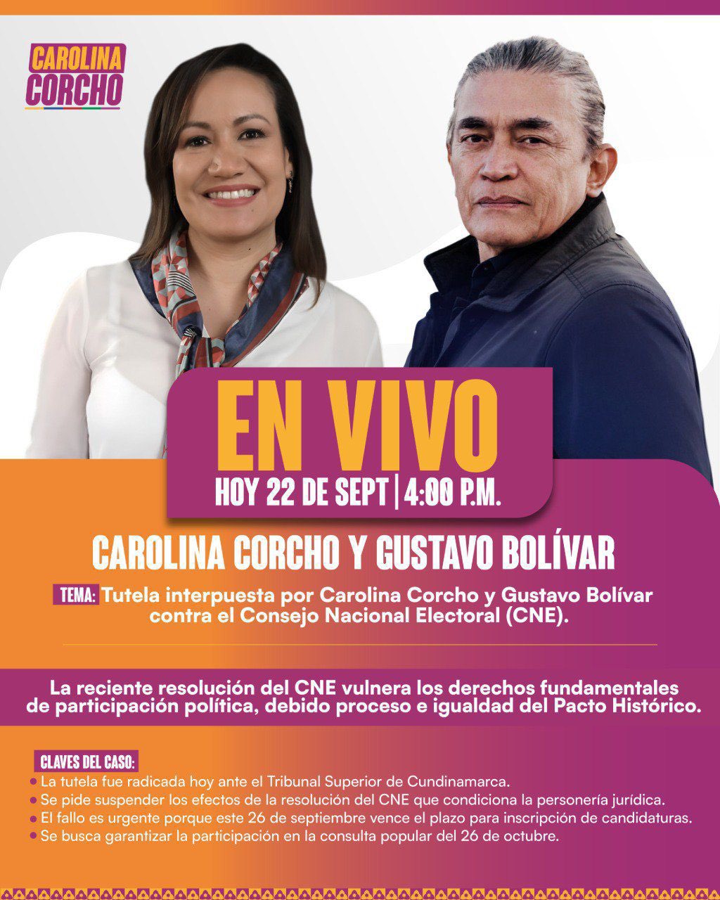 Tutela garantiza inscripción de precandidaturas del Pacto Histórico para la consulta de octubre
